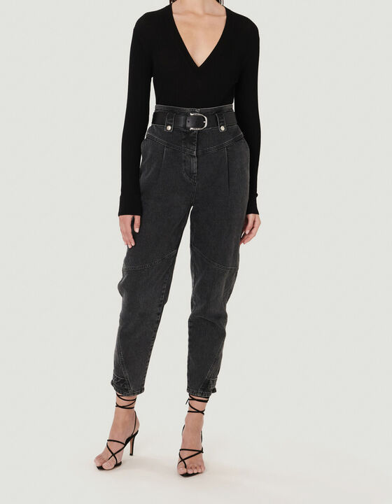 ELAKIS RIBBED V NECK SWEATER